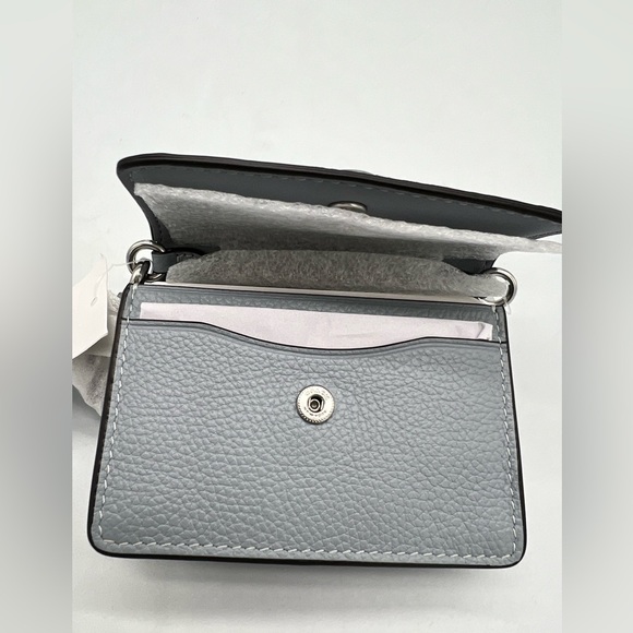 Coach Half Flap Leather Mini Card Case Crossbody shoulder chain strap - Picture 7 of 8